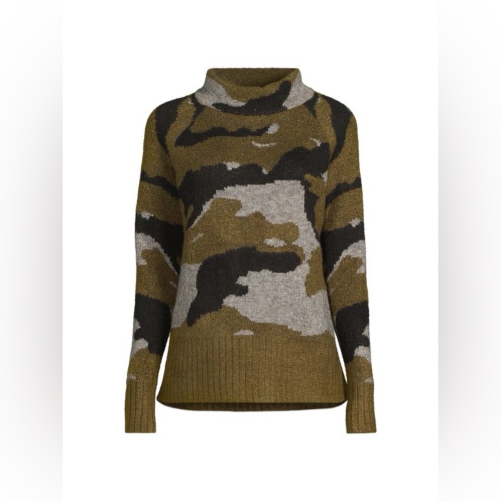 beachlunchlounge Camo mock neck Sweater Jumper Top XS SAKS 5th Ave Nordstrom - Picture 3 of 6